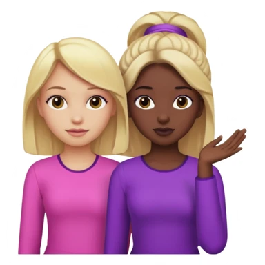 Uma garota loira usando roupa rosa e uma garota negra usando roupa roxa sticker