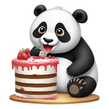 Un panda qui mange un gateau sticker