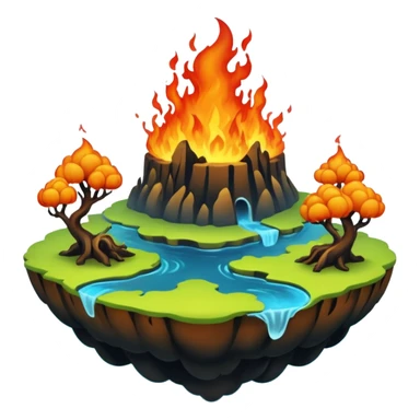 surreal hell, floating islands, bizarre creatures, fiery rivers sticker