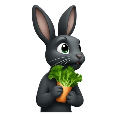 Black bunny eating parsley  sticker