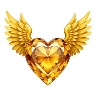 Topaz yellow crystal heart with wings sticker