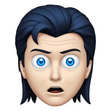 Wide Rick Astley with cursed Selene Delgado face with no eyes and Rick Astleys blue and the background is pitch black sticker