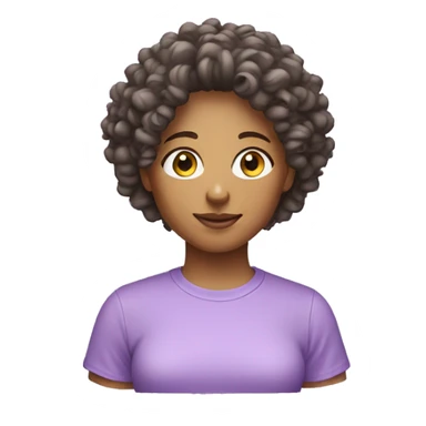curly hair woman with lilac t shirt sticker