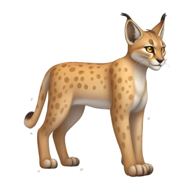 Beige Lynx-Caracal-Fakemon-hybrid with orange points with spots, brown toes, and short tail, full body sticker