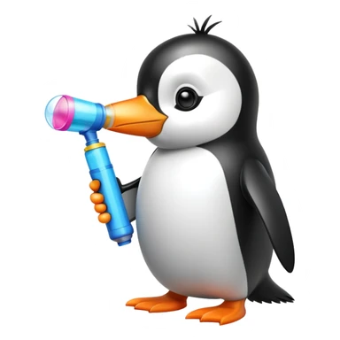 Penguin with bubble gun sticker