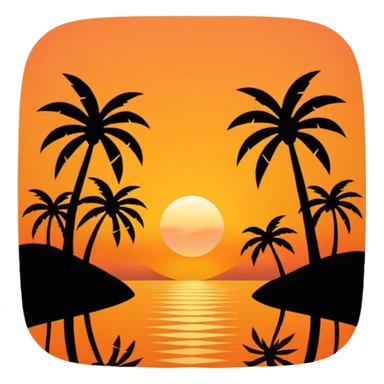 sunset with palm trees sticker