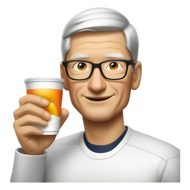 Tim cook drink tea and eat sushi sticker
