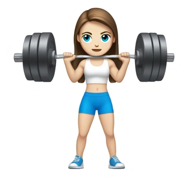 Pale girl with brown hair and blue eyes lifting weights sticker