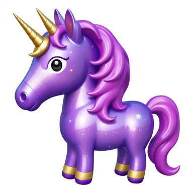 purple gliter unicorn toy facing camera sticker