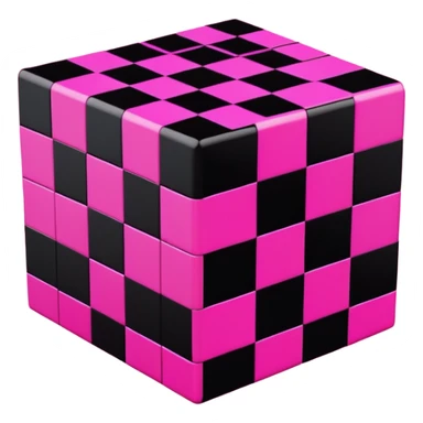 3D render of Missing Texture Cube, digital glitch art aesthetic, data corruption visual, checkerboard pattern of hot pink and black, pixelated distortion, emoji style, isolated on white background --v 6.0. sticker