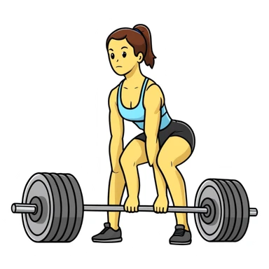 Fitness trainer showing correct posture for deadlift exercise sticker