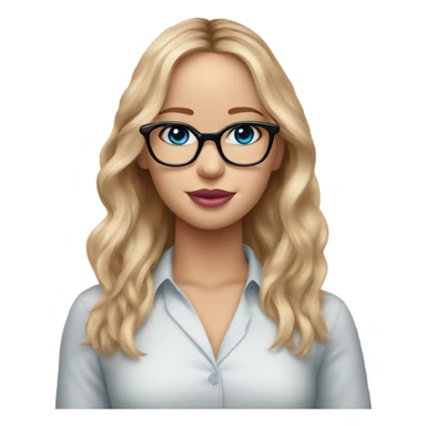 Jennifer Lawrence,  blu eyes wearing glasses and pink kisses sticker