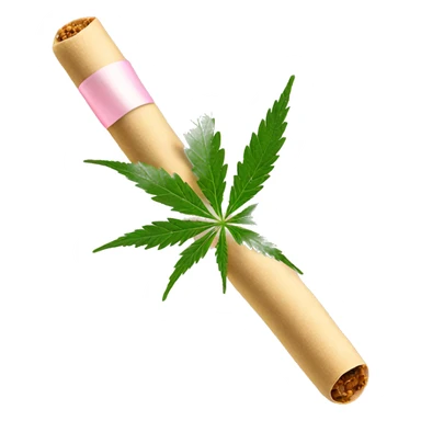 Rolled cbd joint with light baby pink ribbon on it sticker