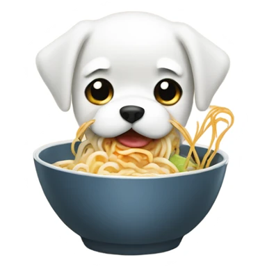 Dog eating ramen sticker