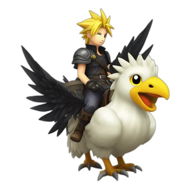 cloud strife riding a black chocobo sticker