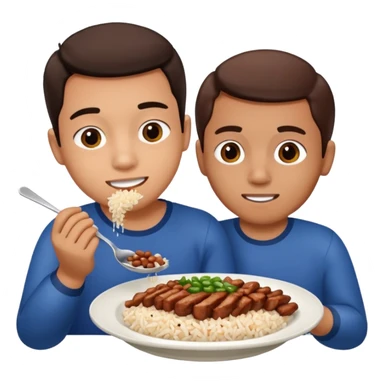 Create a person having lunch. Not a sandwich. Rice, beasn and meat. sticker