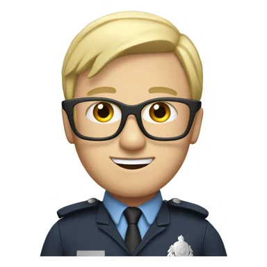 British policeman with blue eyes and helmet and blonde and glasses hair sticker