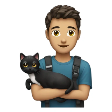 young man software engineer with black cat sticker