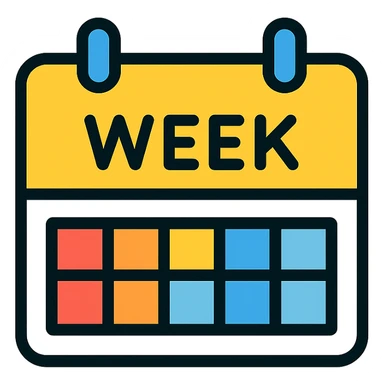 week calendar icon with color outlines and visible day boxes color outline icon style sticker