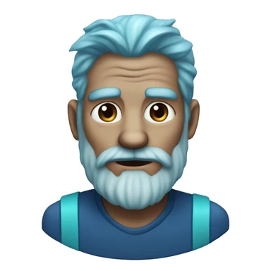 Old Wolf Man with dark blue hair with aqua highlights and has a beard same color sticker