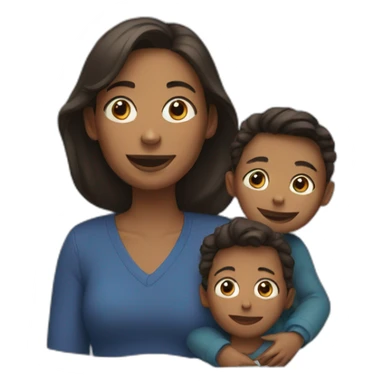 woman with her two sons sticker