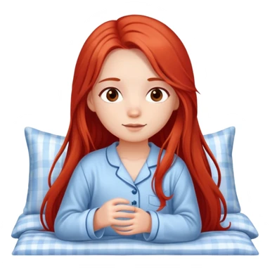 Cute girl with red very long hair brown eyes with pyjama sticker