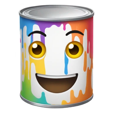 Colorful Paint can that has Cute face  sticker