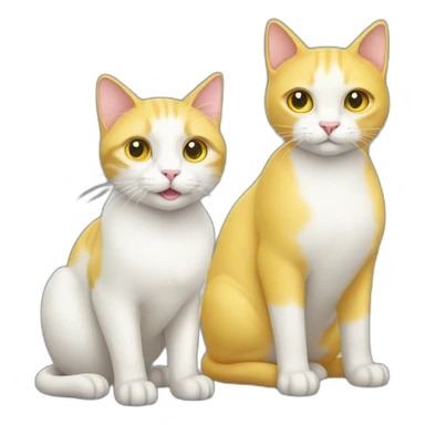A yellow cat and a white cat sticker