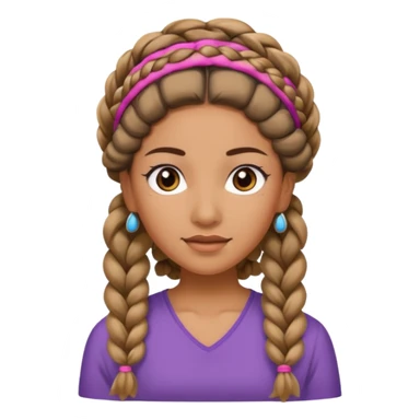 big braided woman face wiith big visible braids and headband sticker