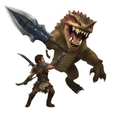 monster hunter slaying a beast sticker