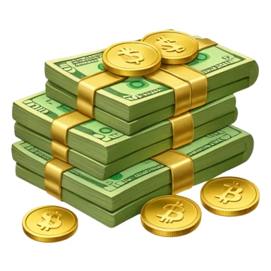 It's an image of money such as coins and bills, but there's only one or two neatly sticker