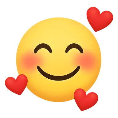  Smiley face blushing with hearts, remove background sticker