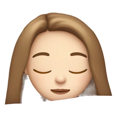 Light brunette straight hair, pale skin, blue eyed girl sleeping with pink pillows  sticker