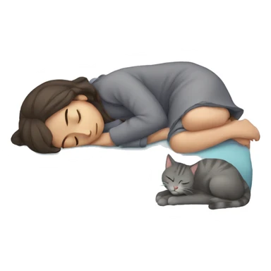 sleeping girl and grey cat sticker