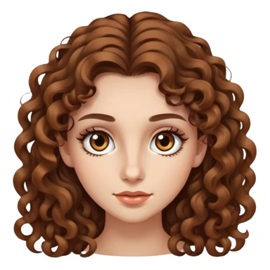 young woman with long curly brown hair, hazel eyes, long eyelashes sticker