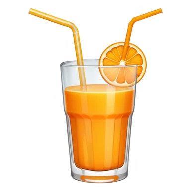 glass of fresh orange juice with straw sticker