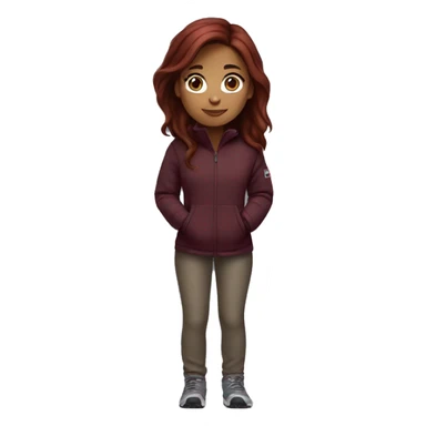 beautiful burgundy straight haired Girl wearing northface full body sticker