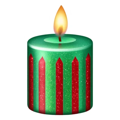 Red and green striped glitter candle  sticker