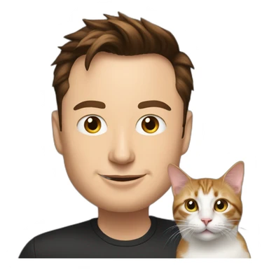 elon musk engaged with a cat sticker