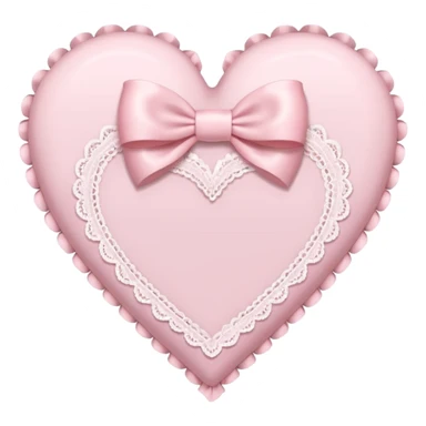 rococo Pastel pink heart with white bow with lace and frills sticker
