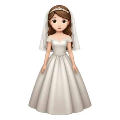 Chica blanca, ojos marrones,vestida novia, cuerpo entero, pelo castaño largo y recogido sticker