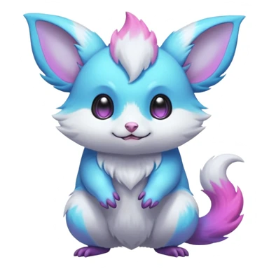  Shiny iridescent neon vibrant bioluminescent colorful pastel flourishing flurry fuzzy Absol-Minccino-Furret-Zangoose-Chinchilla-fusion-animal-Fakémon-hybrid-creature  sticker