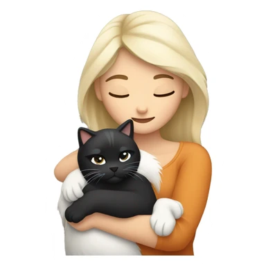 White woman with black hair hugging a Himalayan cat tiger sticker