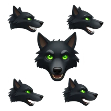 Mad Black wolf with green eyes sticker