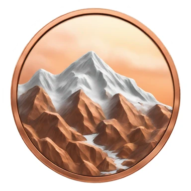 snowy mountains on big copper coin sticker