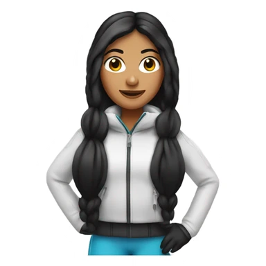 Tanned woman with long black hair as a ski girl sticker