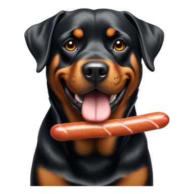 Rottweiler filled up eating sausages sticker