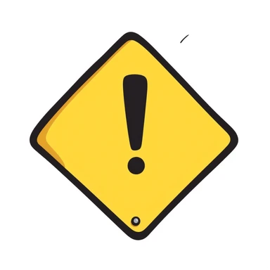 A creative warning sign with attention-grabbing zigzag border and a big exclamation mark in the center. Yellow, black, and red colors. Hand-drawn doodle style with vibrant coloring. sticker