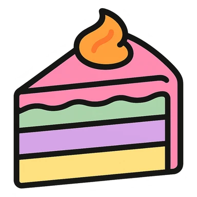 slice of pastel cake with layers, icon style sticker