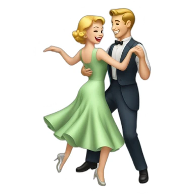 White couple dancing 50s sticker